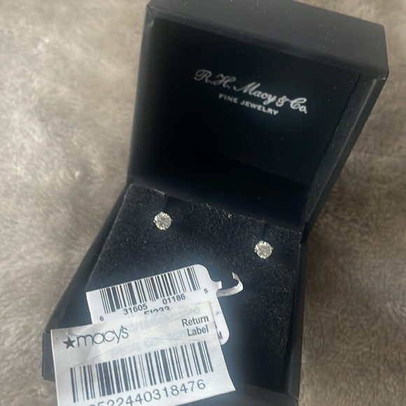 Diamond solitaire stud earrings 1/3 total carat weight $1300 purchased at Macy’s - Picture 3 of 5